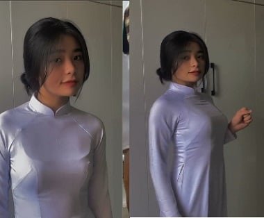 Corpo sexual Ao Dai é muito bonito no hotel